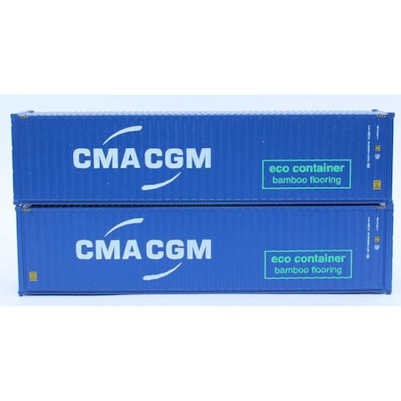 Jacksonville Terminal 405067 40 ft. N Scale CMA CGM High Cube Corrugated Side Containers, 2PK JTC405067